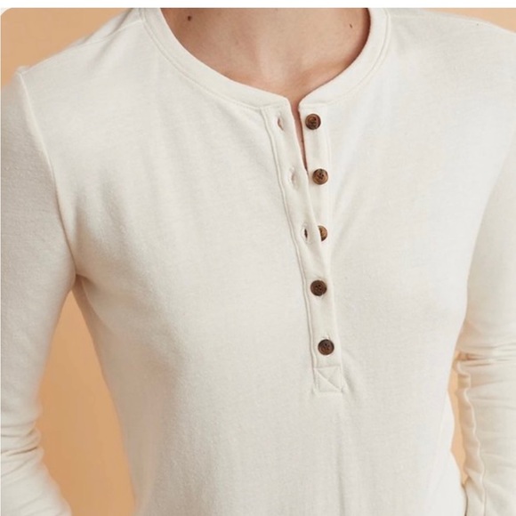 Marine Layer DK Henley Blanc de Blanc Long sleeve Tee - Picture 4 of 8